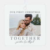 初めてのクリスマスを一緒に写真を残す メタルオーナメント (正面)