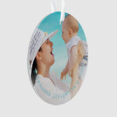 初めてのクリスマスを一緒に新生児フォトアクアブルー オーナメント (正面)