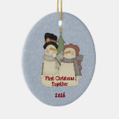 初めてのクリスマスを一緒に雪のカップル セラミックオーナメント (右)