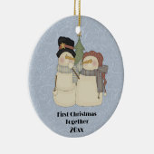 初めてのクリスマスを一緒に雪のカップル セラミックオーナメント (右)