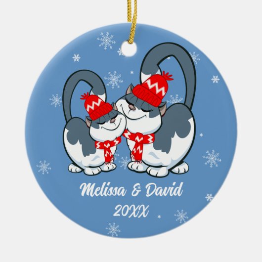 初めてのクリスマスを一緒に。カスタムクリスマスオーナメント セラミックオーナメント (正面)