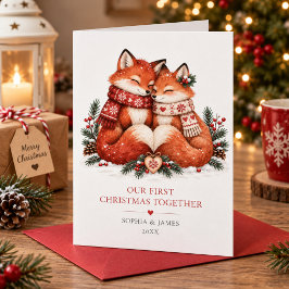 初めてのクリスマスを一緒に ノルディックフォックス カップル カード