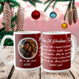 初めてのクリスマスを共に赤いカップルギフト コーヒーマグカップ