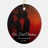 初めてのクリスマスを共に Mr & Mrs シルエット セラミックオーナメント (左)