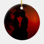 初めてのクリスマスを共に Mr & Mrs シルエット セラミックオーナメント (裏面)