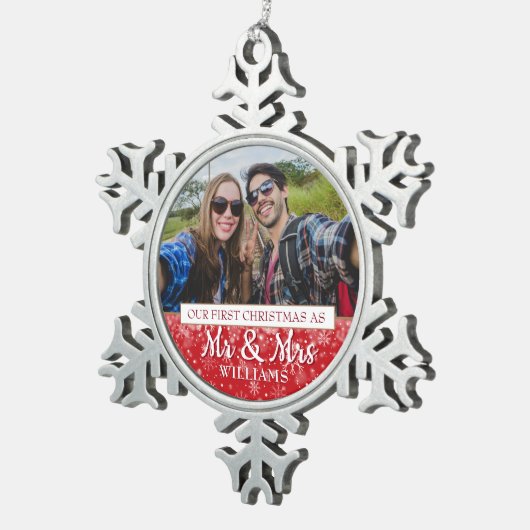 初めてのクリスマスを写真のミセスと同じ スノーフレークピューターオーナメント (右)