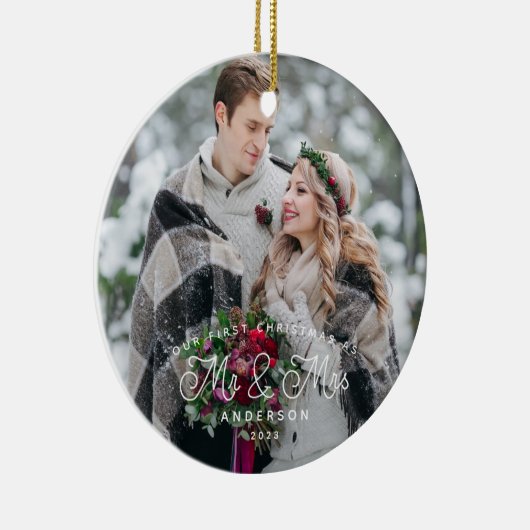 初めてのクリスマスを写真のMr.And Mrs. セラミックオーナメント (右)