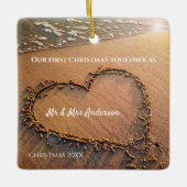 初めてのクリスマスを写真のMr.And Mrs. セラミックオーナメント (正面)