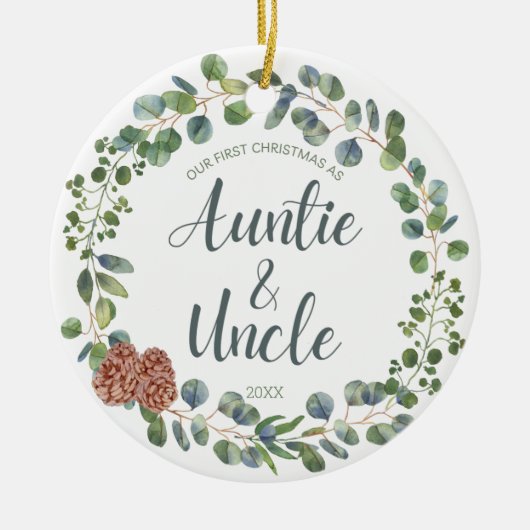 初めてのクリスマスを叔母と叔父として セラミックオーナメント (正面)