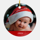 初めてのクリスマスを叔母の写真として セラミックオーナメント (裏面)