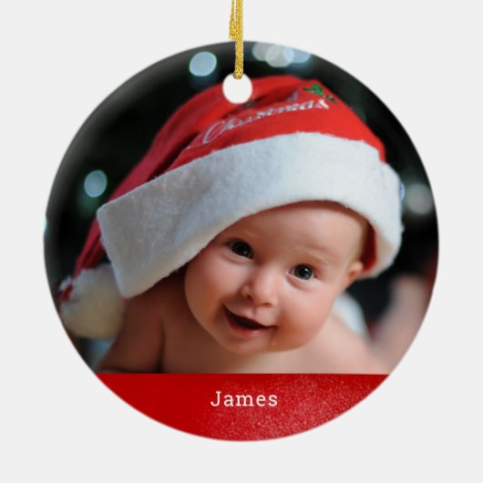 初めてのクリスマスを叔母の写真として セラミックオーナメント (裏面)