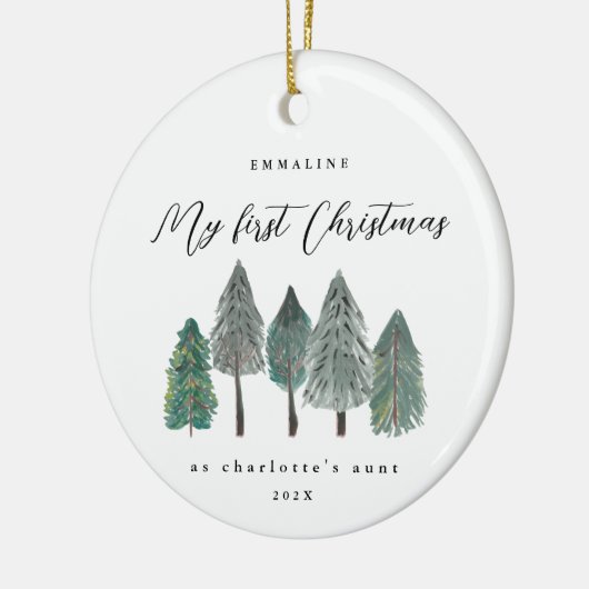 初めてのクリスマスを叔母の木素朴として セラミックオーナメント (左)
