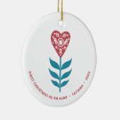 初めてのクリスマスを叔母の花としパーソナライズされたて セラミックオーナメント (右)