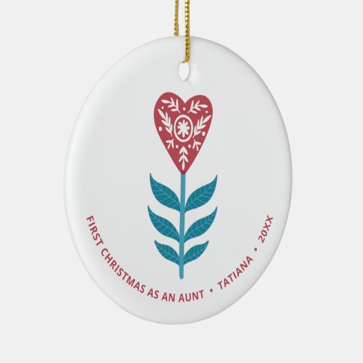 初めてのクリスマスを叔母の花としパーソナライズされたて セラミックオーナメント (右)