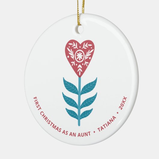 初めてのクリスマスを叔母の花としパーソナライズされたて セラミックオーナメント (左)