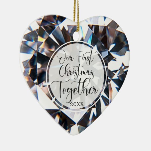 初めてのクリスマスを合わせて写真の結晶ハート セラミックオーナメント (右)