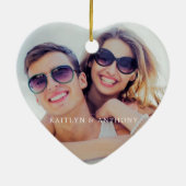 初めてのクリスマスを合わせて写真の結晶ハート セラミックオーナメント (裏面)