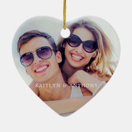 初めてのクリスマスを合わせて写真の結晶ハート セラミックオーナメント (裏面)