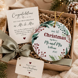 初めてのクリスマスを夫婦で オブジェ 新婚カップル セラミックオーナメント