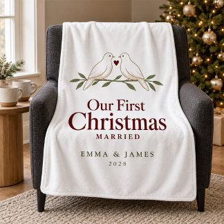 初めてのクリスマスを夫婦で フリースブランケット