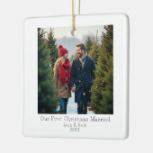 初めてのクリスマスを夫婦で | 婚約記念のフォト セラミックオーナメント (左)
