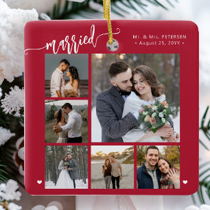 初めてのクリスマスを夫婦で 新婚の思い出の写真 セラミックオーナメント