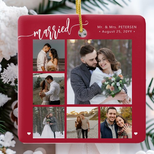 初めてのクリスマスを夫婦で 新婚の思い出の写真 セラミックオーナメント