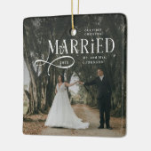 初めてのクリスマスを夫婦で Mr & Mrs カップル 写真 セラミックオーナメント (左)