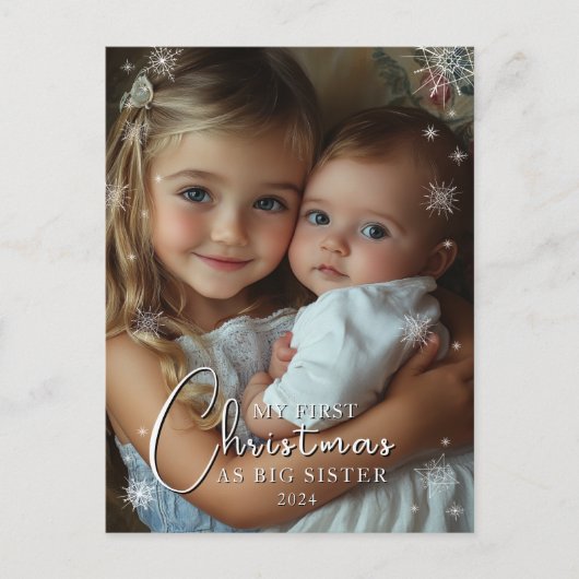 初めてのクリスマスを姉妹写真として ポストカード (正面)