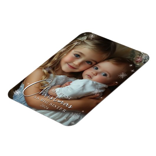 初めてのクリスマスを姉妹写真として マグネット (左側)