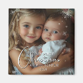 初めてのクリスマスを姉妹写真として マグネット (正面)