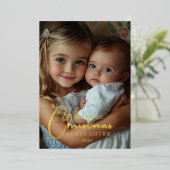 初めてのクリスマスを姉妹写真として 箔シーズンカード (立ち正面)