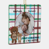 初めてのクリスマスを姉妹写真とパーソナライズされたして セラミックオーナメント (右)