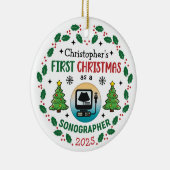 初めてのクリスマスを撮影する名前をカスタムする セラミックオーナメント (右)