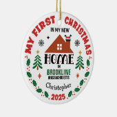 初めてのクリスマスを新しいホームにパーソナライズされた セラミックオーナメント (右)