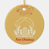 初めてのクリスマスを新しい家庭用セラミックオーナメント セラミックオーナメント (正面)