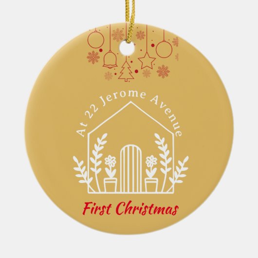 初めてのクリスマスを新しい家庭用セラミックオーナメント セラミックオーナメント (正面)