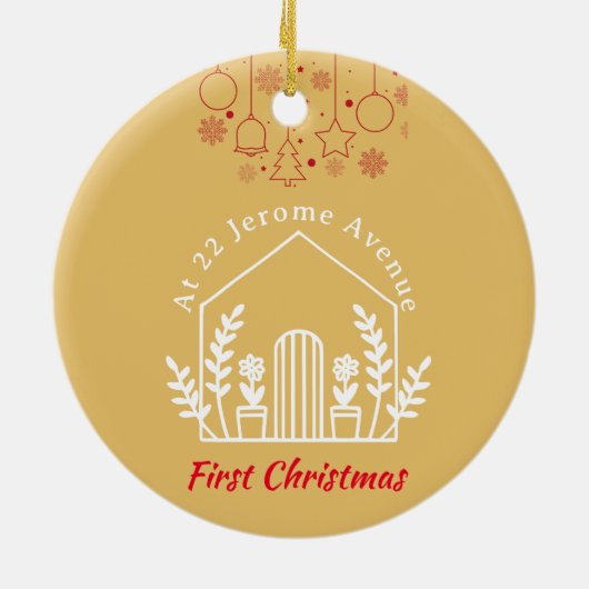 初めてのクリスマスを新しい家庭用セラミックオーナメント セラミックオーナメント (裏面)