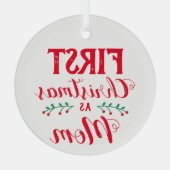 初めてのクリスマスを母として白の形見 ガラスオーナメント (裏面)