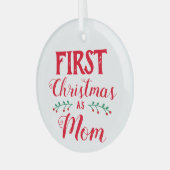 初めてのクリスマスを母として白の形見 ガラスオーナメント (正面左)