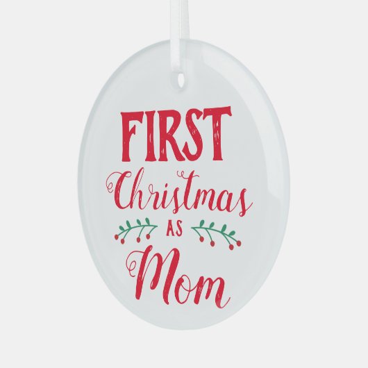 初めてのクリスマスを母として白の形見 ガラスオーナメント (正面左)