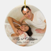 初めてのクリスマスを母として、パパを写真と セラミックオーナメント (裏面)