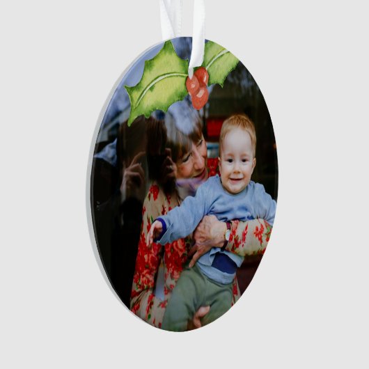 初めてのクリスマスを祖母として祖父母ベビー写真 オーナメント (正面)