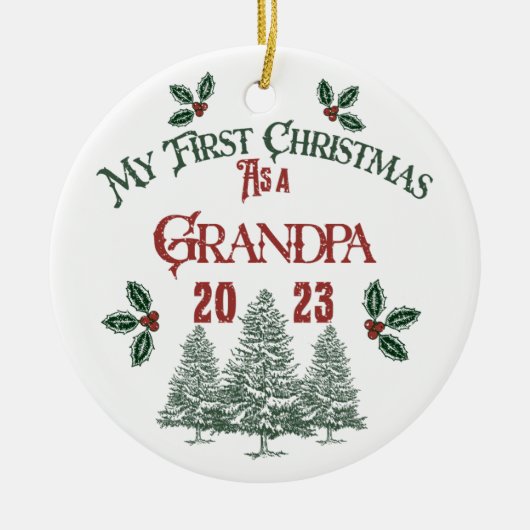 初めてのクリスマスを祖父として セラミックオーナメント (正面)