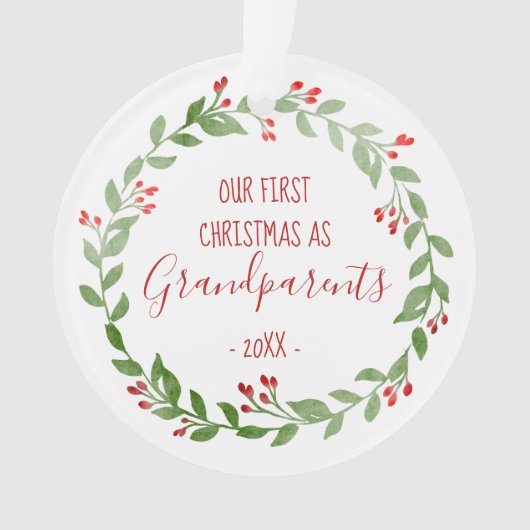 初めてのクリスマスを祖父母としてカスタムベビー写真 オーナメント (正面)