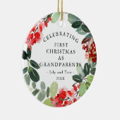 初めてのクリスマスを祖父母としてカスタム写真 セラミックオーナメント (右)