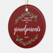 初めてのクリスマスを祖父母としてパーソナライズされたクリスマス セラミックオーナメント (左)