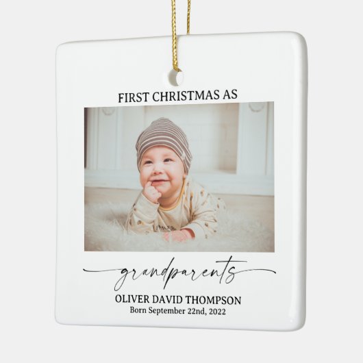 初めてのクリスマスを祖父母としてフォトオーナメント セラミックオーナメント (左)