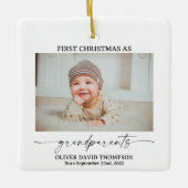 初めてのクリスマスを祖父母としてフォトオーナメント セラミックオーナメント (正面)