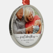 初めてのクリスマスを祖父母としてフォトキープサケ メタルオーナメント (右)
